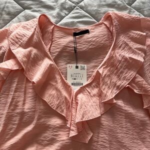 Zara Ruffled Blouse in Light Pink